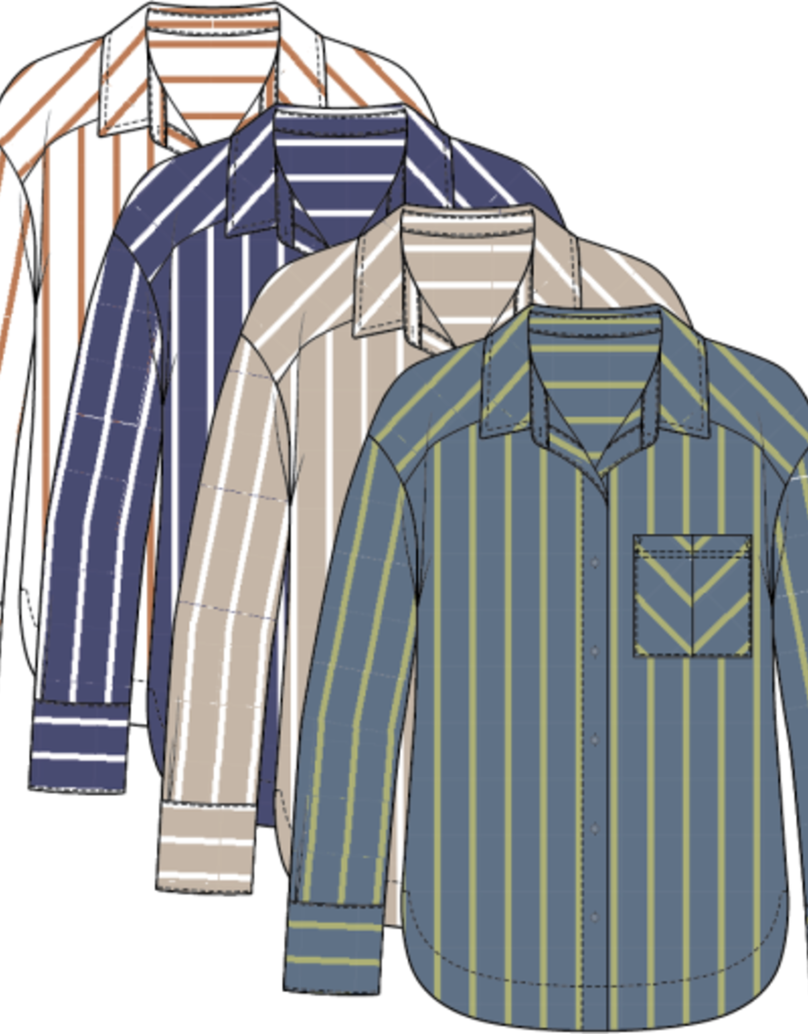 Tribal L/S BTN FRT SHIRT-SLATEBLUE
