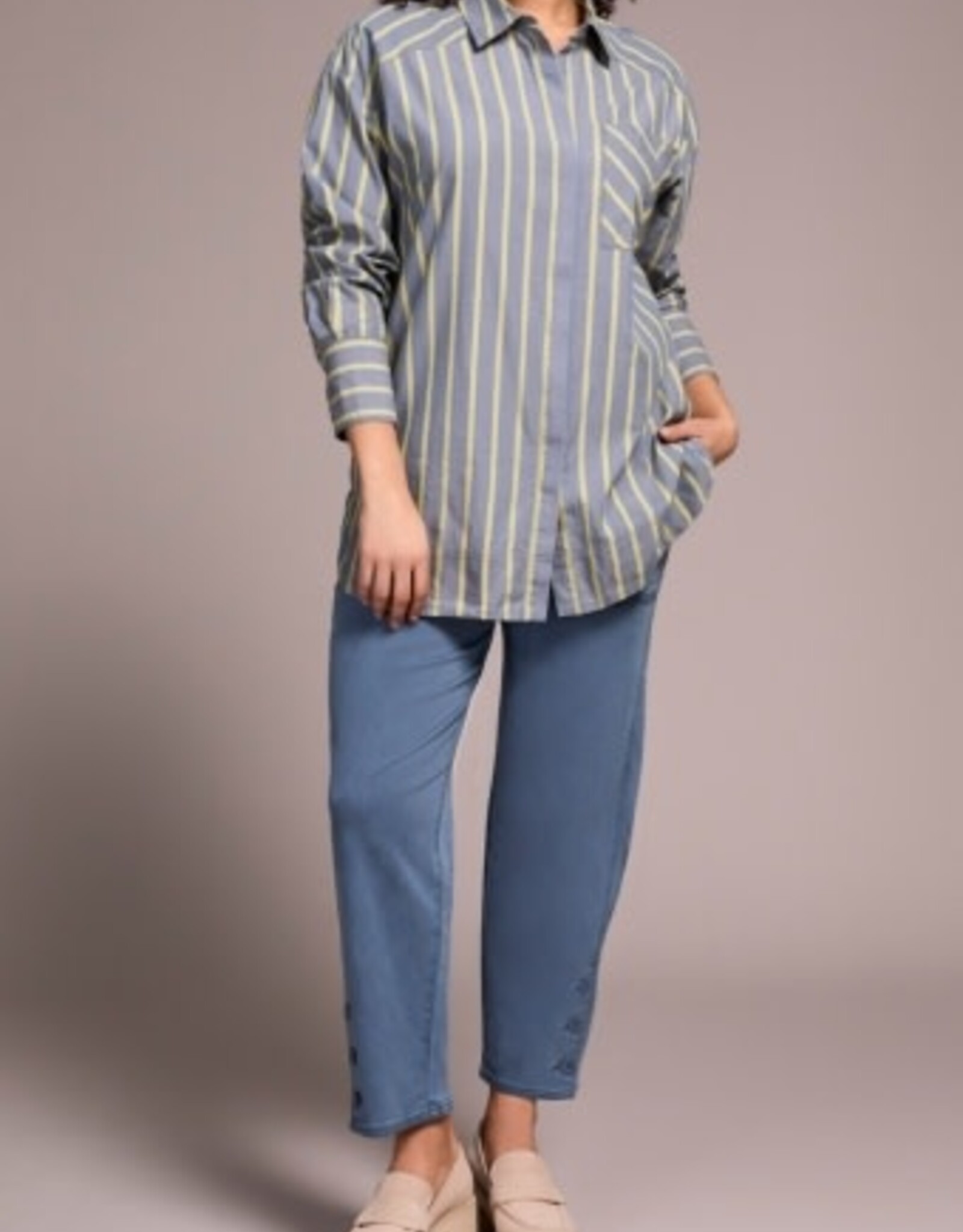 Tribal L/S BTN FRT SHIRT-SLATEBLUE