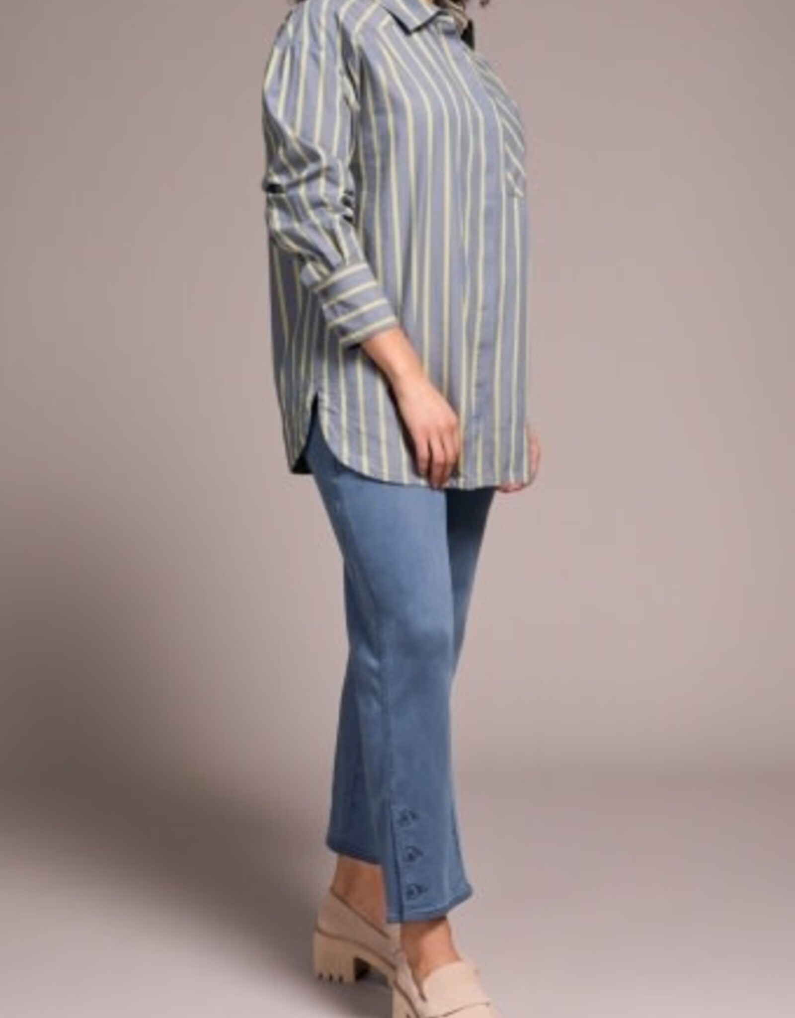 Tribal L/S BTN FRT SHIRT-SLATEBLUE
