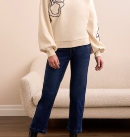 Tribal L/S CREW NECK TOP W/EMBROIDERY-MOONSTONE