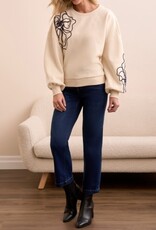 Tribal L/S CREW NECK TOP W/EMBROIDERY-MOONSTONE