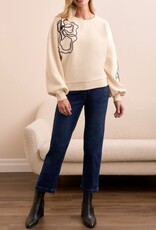 Tribal L/S CREW NECK TOP W/EMBROIDERY-MOONSTONE
