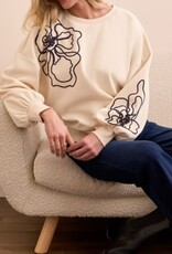Tribal L/S CREW NECK TOP W/EMBROIDERY-MOONSTONE