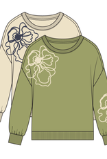 Tribal L/S CREW NECK TOP W/EMBROIDERY-MOONSTONE