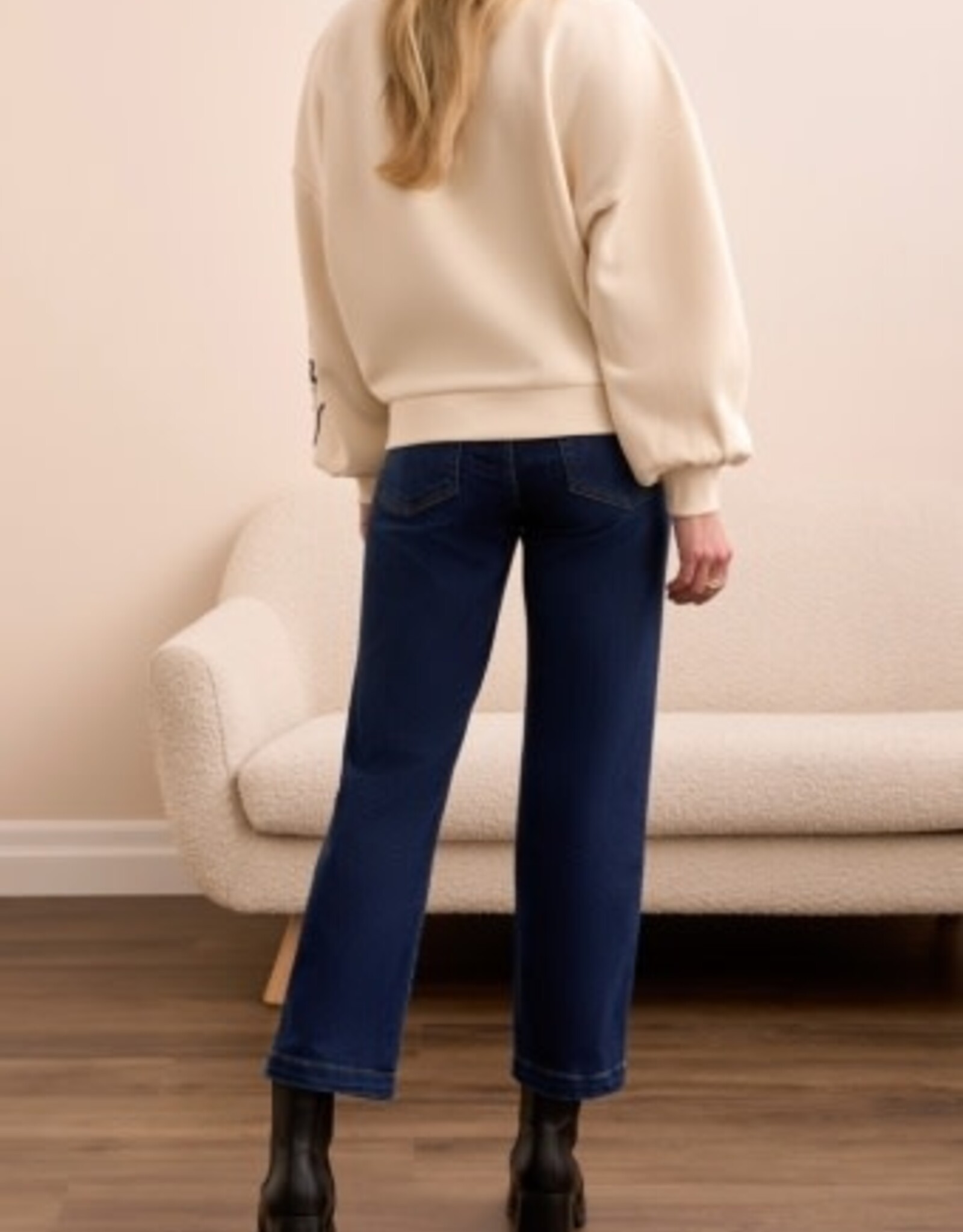Tribal L/S CREW NECK TOP W/EMBROIDERY-MOONSTONE