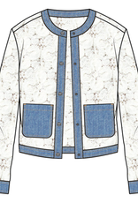 Tribal MIX MEDIA CROCHET JACKET WITH DENIM INSERTS-EGGSHELL
