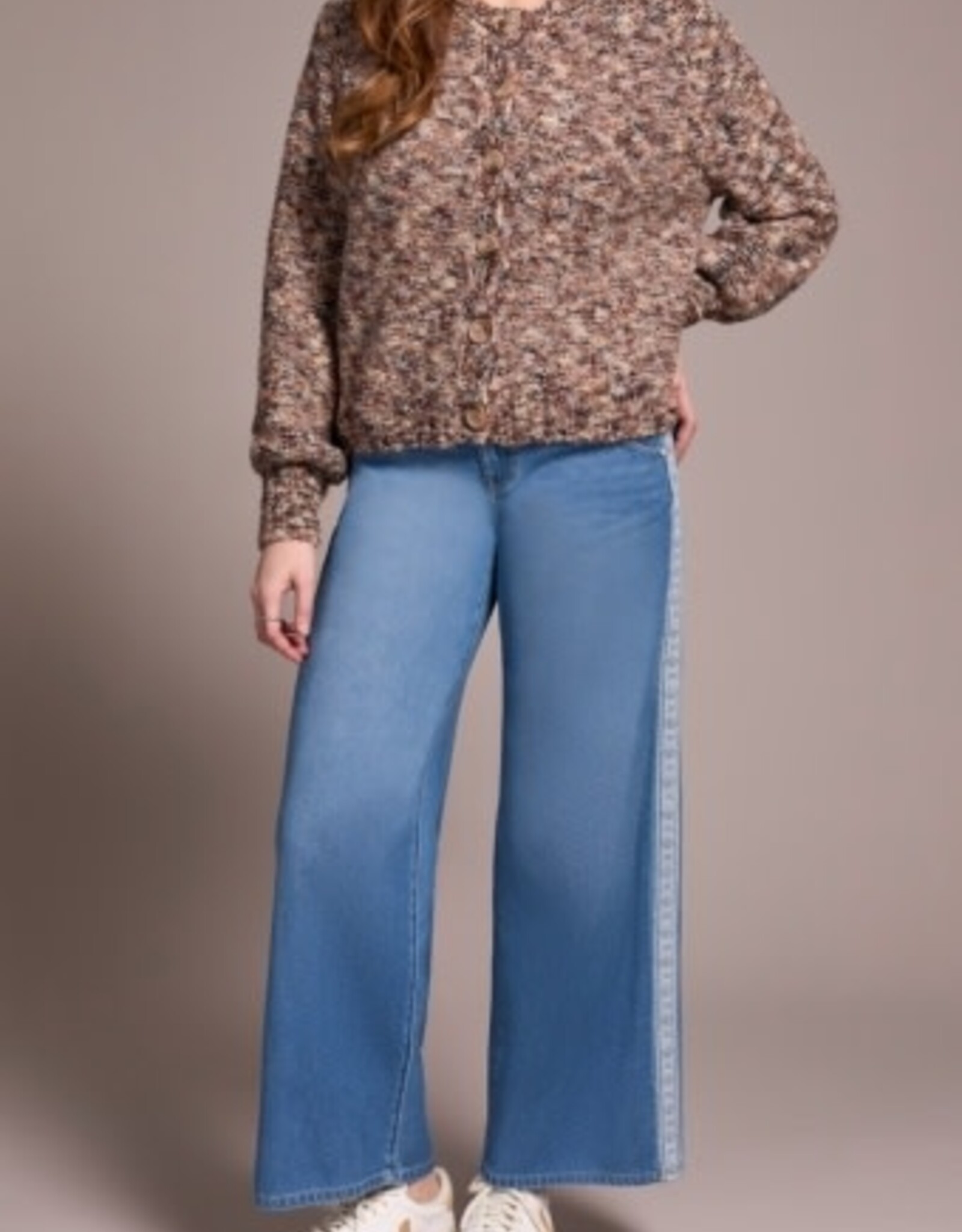 Tribal RAGLAN SLV BTN FRONT SWTR CARDI-M ALMOND LATTE