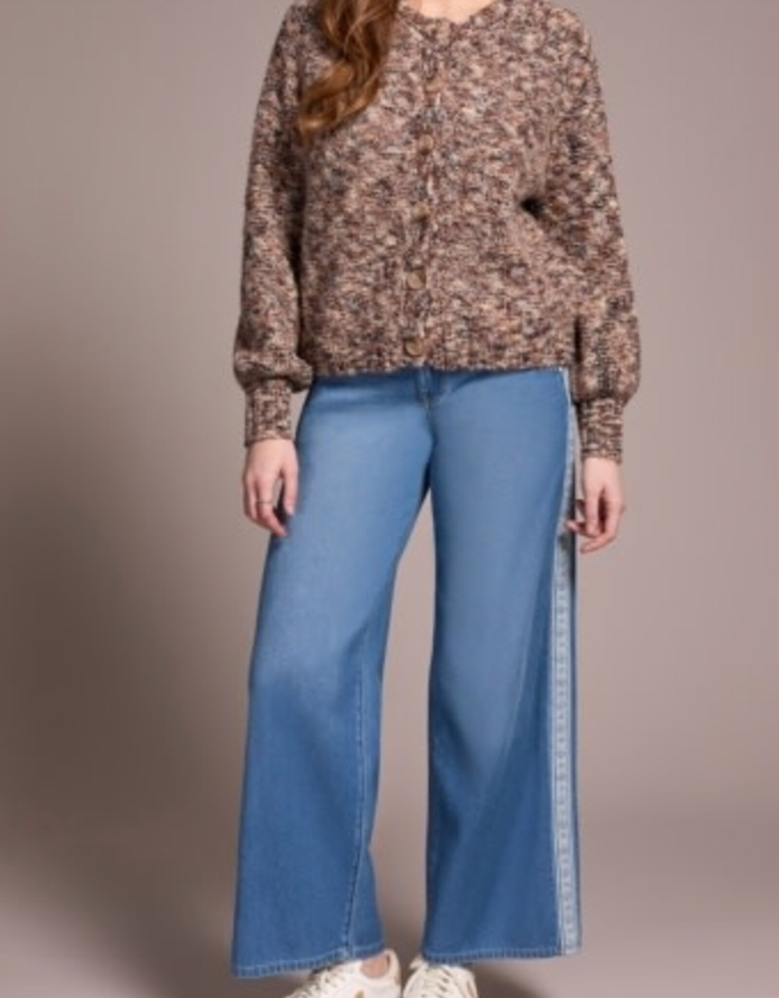 Tribal RAGLAN SLV BTN FRONT SWTR CARDI-M ALMOND LATTE