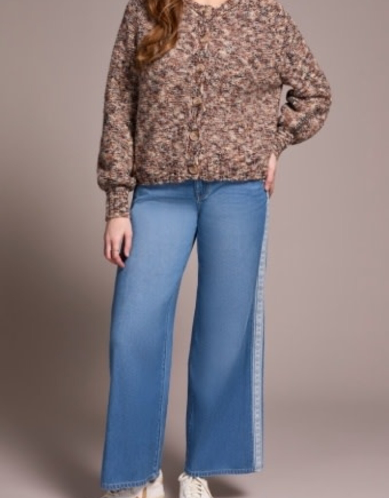 Tribal RAGLAN SLV BTN FRONT SWTR CARDI-M ALMOND LATTE