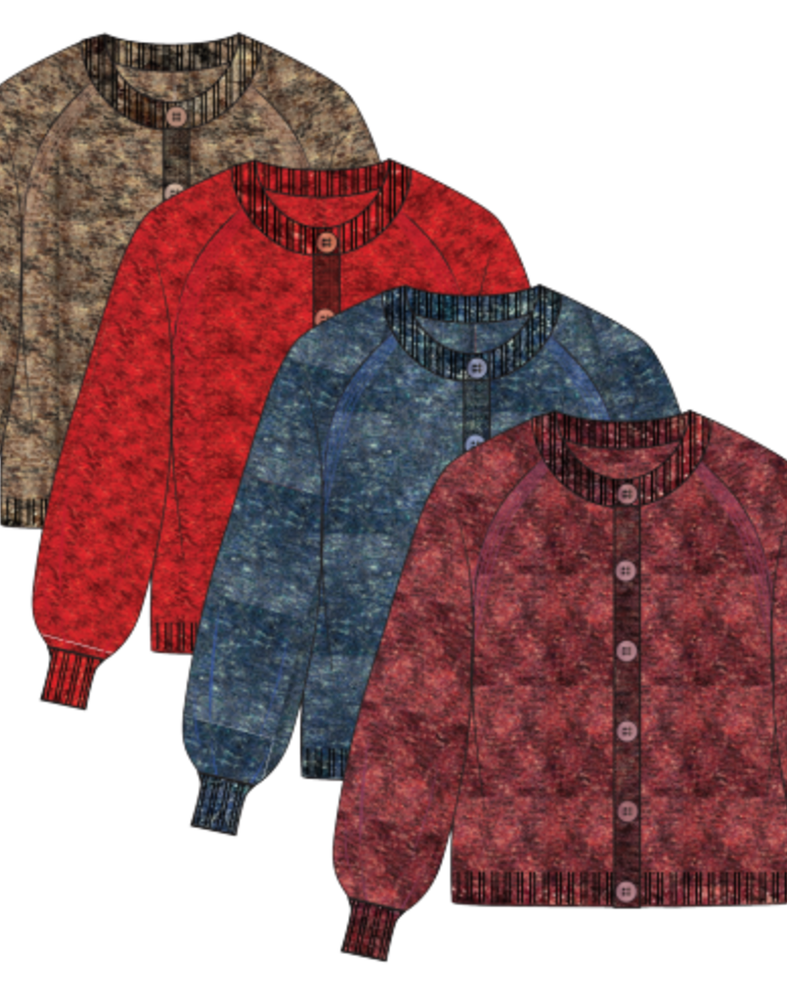 Tribal RAGLAN SLV BTN FRONT SWTR CARDI-M ALMOND LATTE