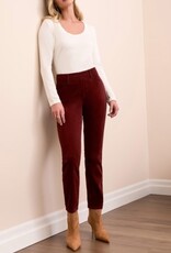 Tribal MICRO CORD AUDREY PULL-ON SLIM ANKLE PANTS-PASSION PLUM