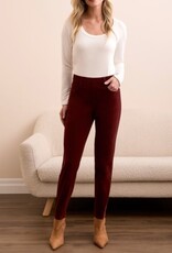 Tribal MICRO CORD AUDREY PULL-ON SLIM ANKLE PANTS-PASSION PLUM