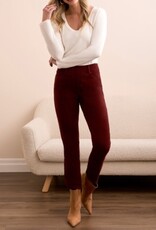 Tribal MICRO CORD AUDREY PULL-ON SLIM ANKLE PANTS-PASSION PLUM