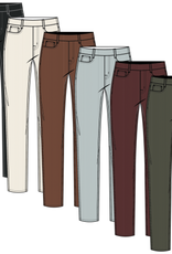 Tribal MICRO CORD AUDREY PULL-ON SLIM ANKLE PANTS-PASSION PLUM