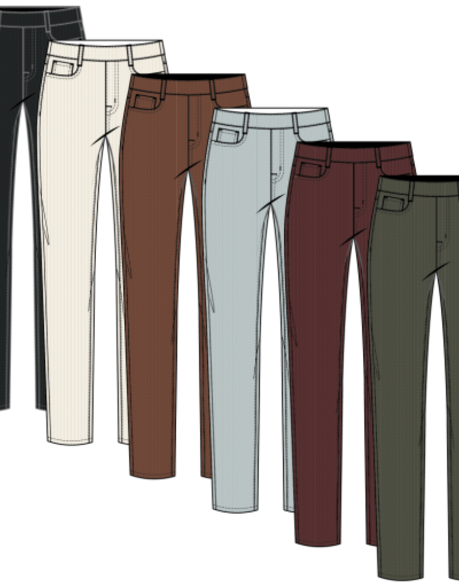 Tribal MICRO CORD AUDREY PULL-ON SLIM ANKLE PANTS-PASSION PLUM