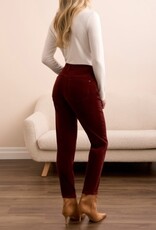 Tribal MICRO CORD AUDREY PULL-ON SLIM ANKLE PANTS-PASSION PLUM