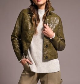 Tribal BUTTON FRT PU  JACKET-OLIVELEAF