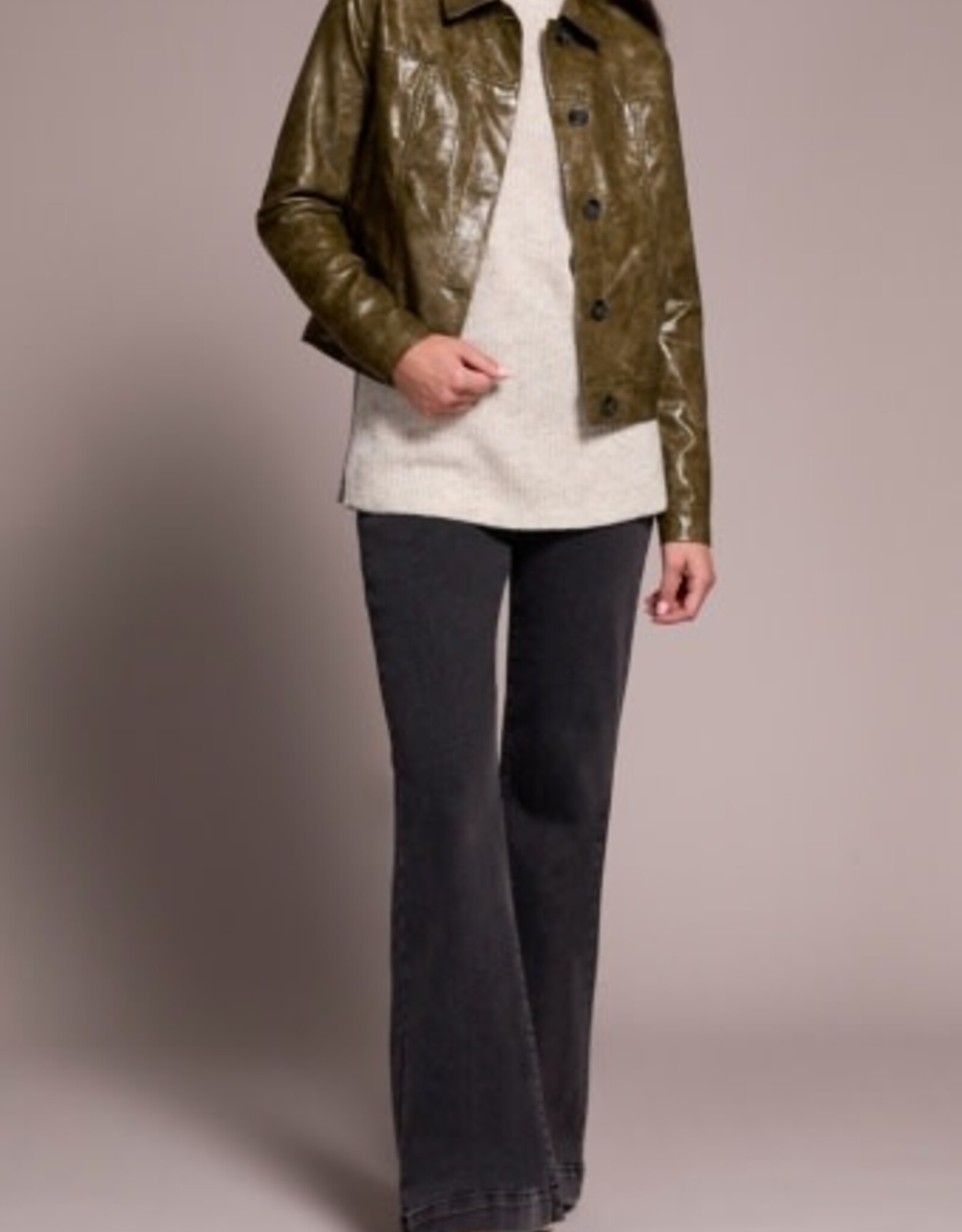 Tribal BUTTON FRT PU  JACKET-OLIVELEAF