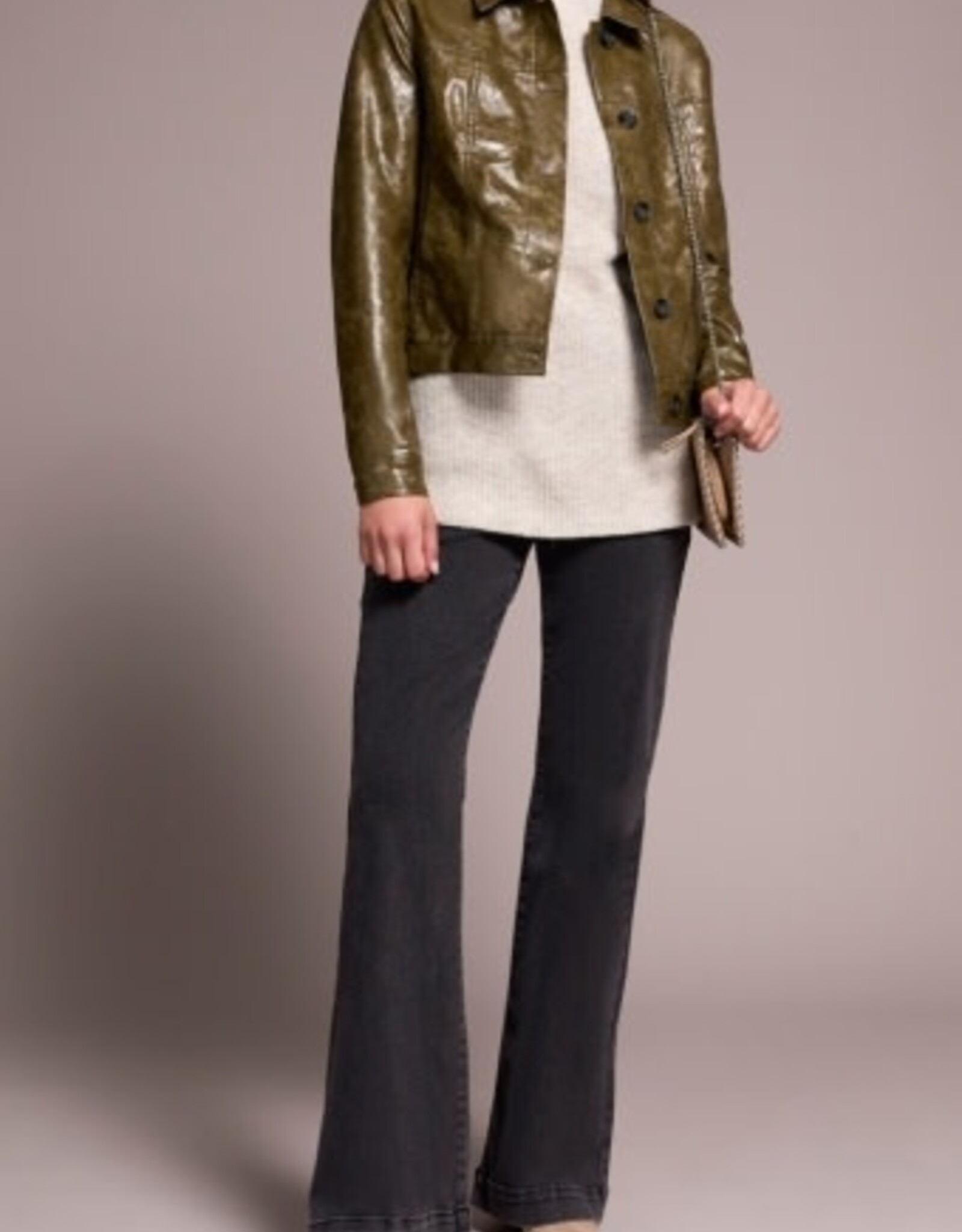 Tribal BUTTON FRT PU  JACKET-OLIVELEAF
