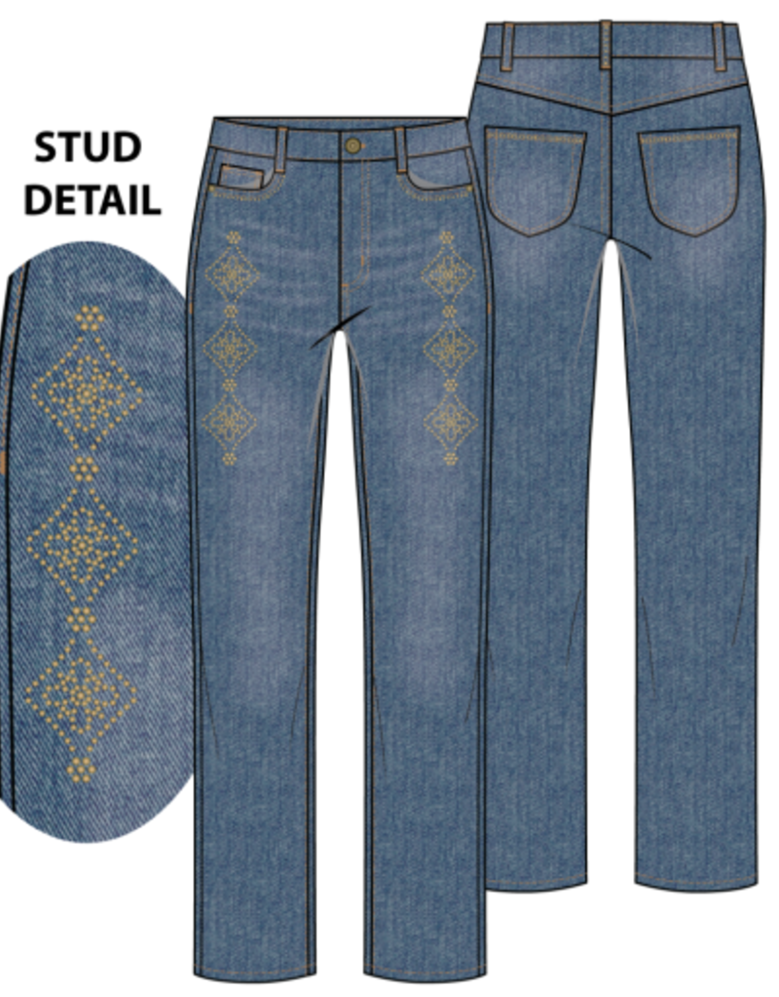 Tribal AUDREY STRAIGHT JEANS W/STUDS-VINTAGE