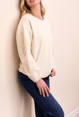 Tribal CREW NECK APPLIQUE DTL  W/SPECIAL WASH-CREAM