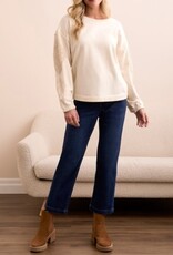 Tribal CREW NECK APPLIQUE DTL  W/SPECIAL WASH-CREAM