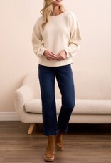Tribal CREW NECK APPLIQUE DTL  W/SPECIAL WASH-CREAM