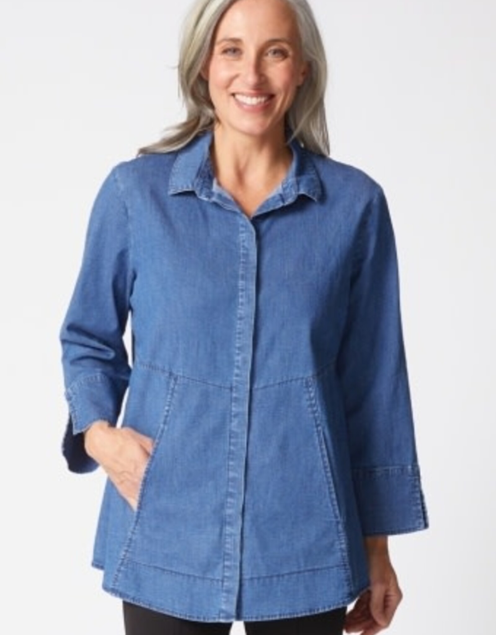 Habitat Clothes to Live In PERFECT TRAVEL DENIM HIDDEN PLACKET SHIRT F25H