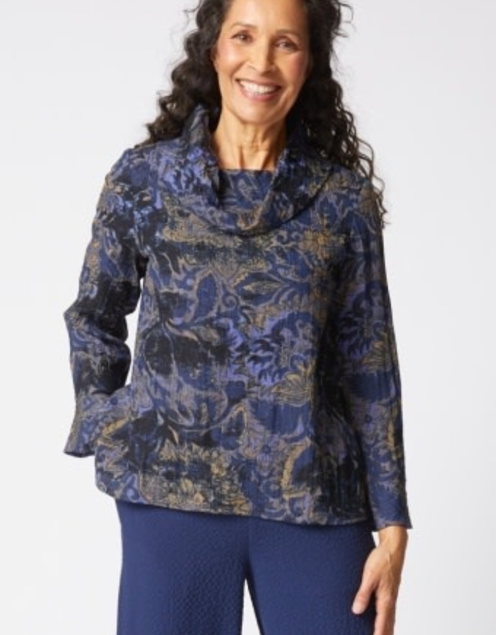 Habitat Clothes to Live In EXPRESS FLORAL FOLIAGE COWL TOP F25H