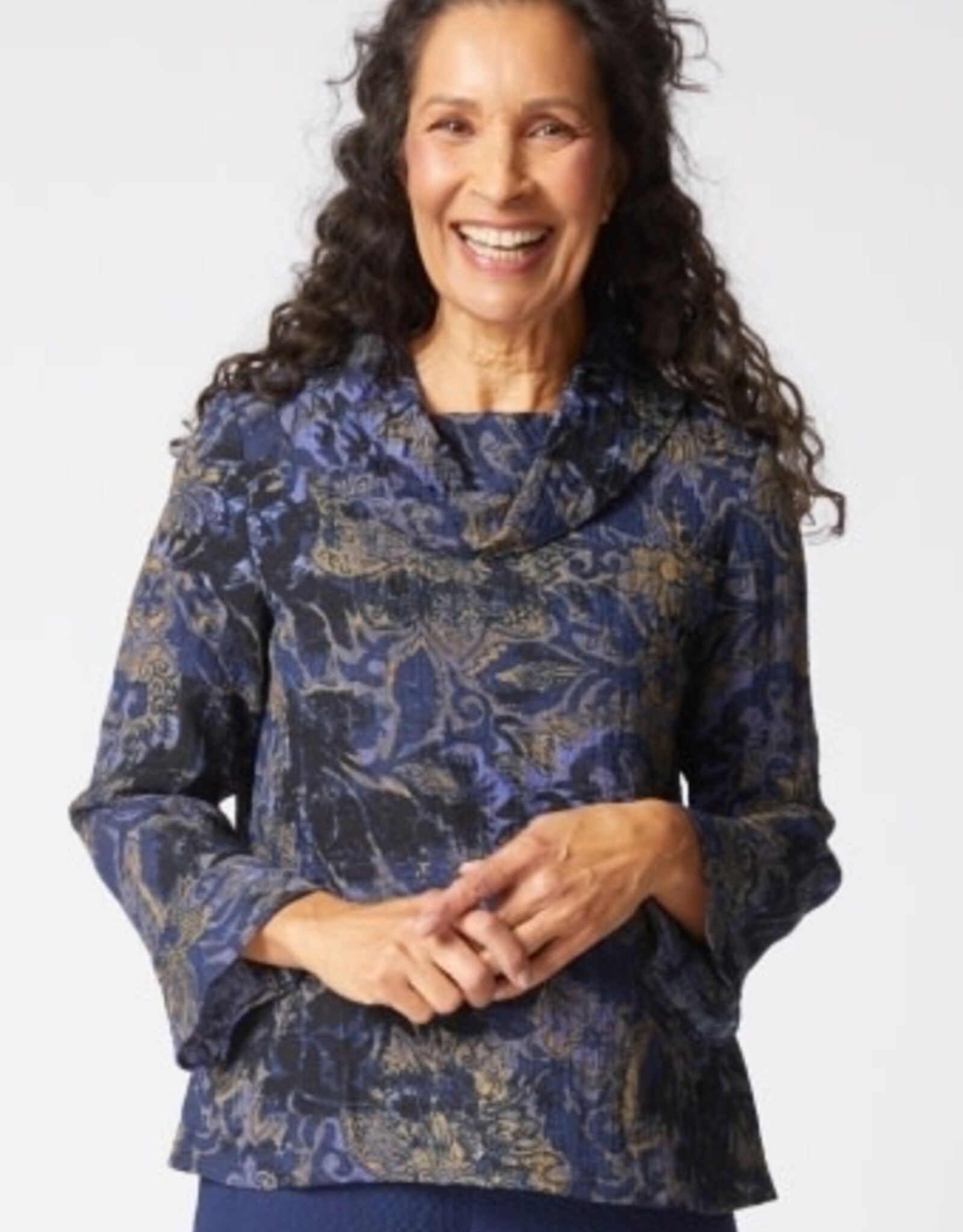 Habitat Clothes to Live In EXPRESS FLORAL FOLIAGE COWL TOP F25H