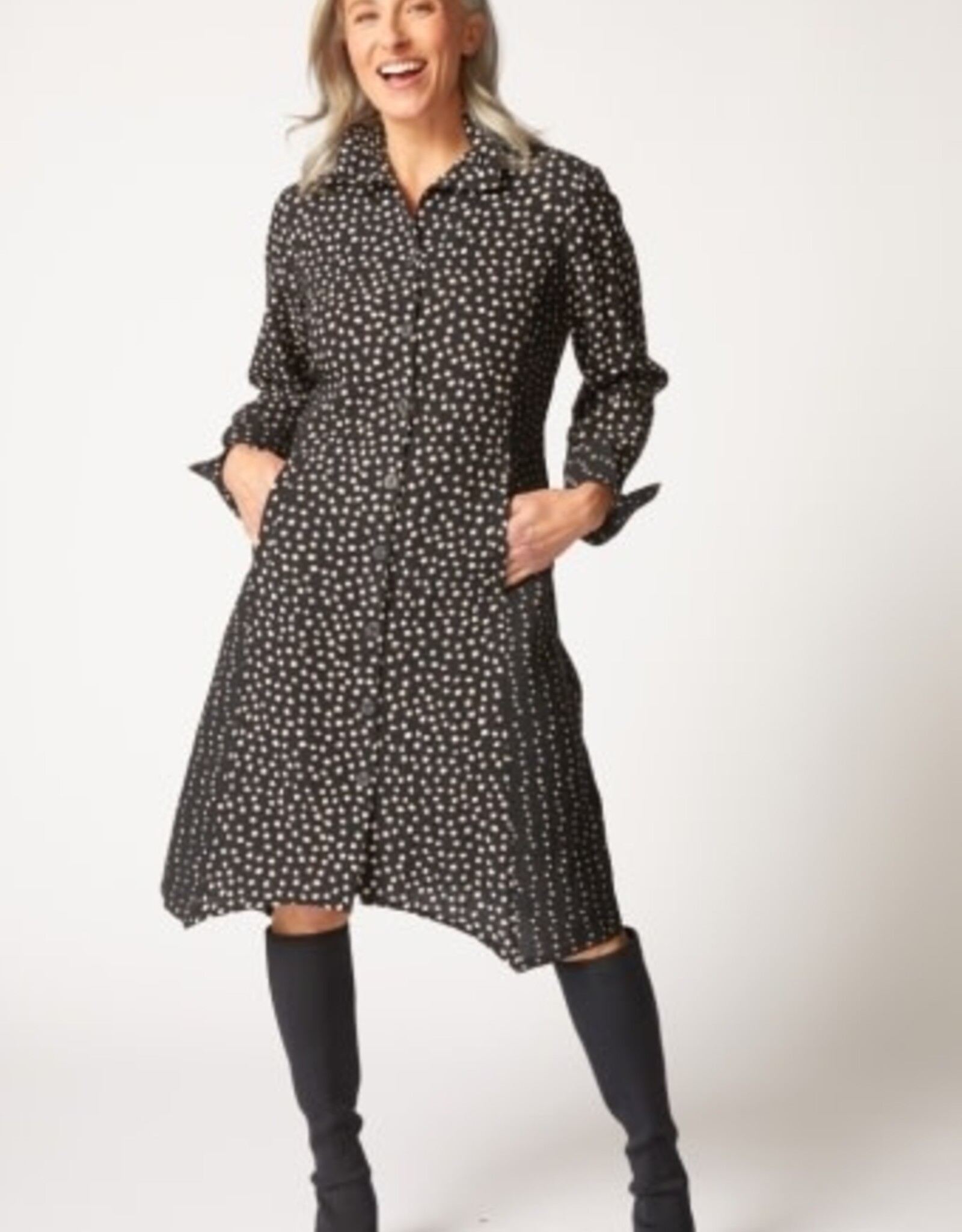 Habitat Clothes to Live In EXPRESS DOT MIX ARTIST DRESS/DUSTER F25H
