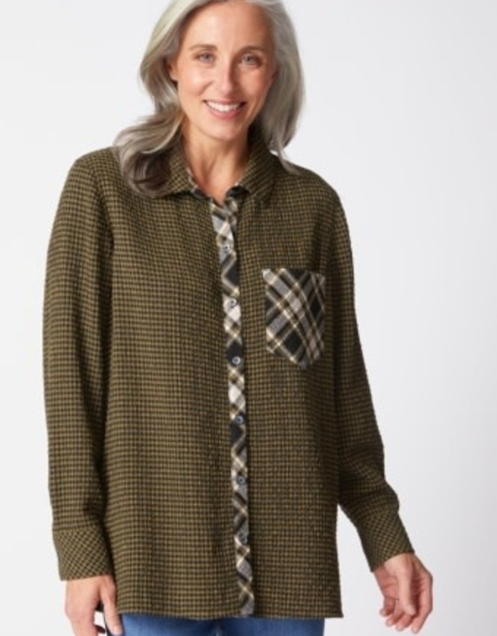 Habitat Clothes to Live In GIRL GONE PLAID BOYFRIEND POCKET SHIRT F25H
