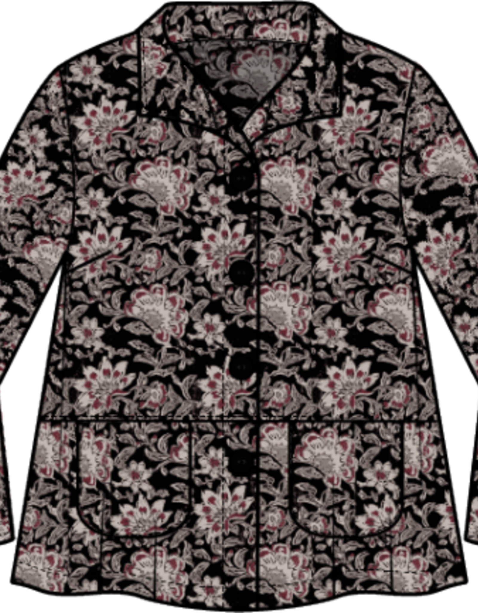 Habitat Clothes to Live In FLORAL BLOCK PRINT FLOUNCE JACKET F25H