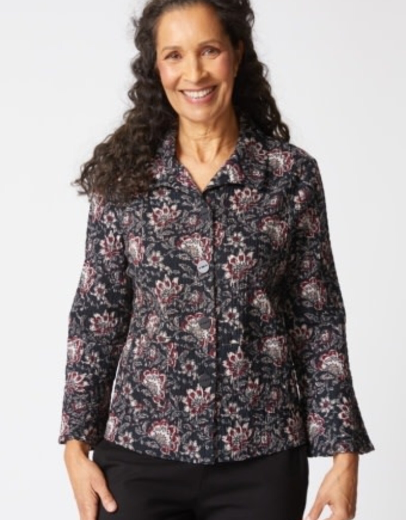 Habitat Clothes to Live In FLORAL BLOCK PRINT FLOUNCE JACKET F25H