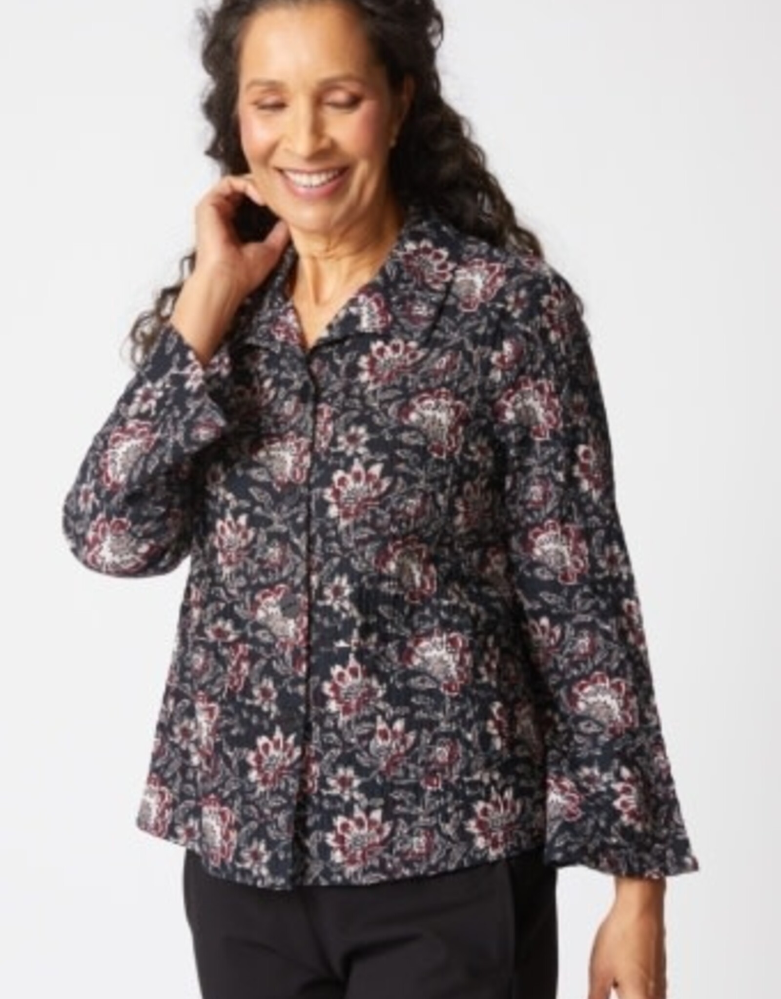 Habitat Clothes to Live In FLORAL BLOCK PRINT FLOUNCE JACKET F25H