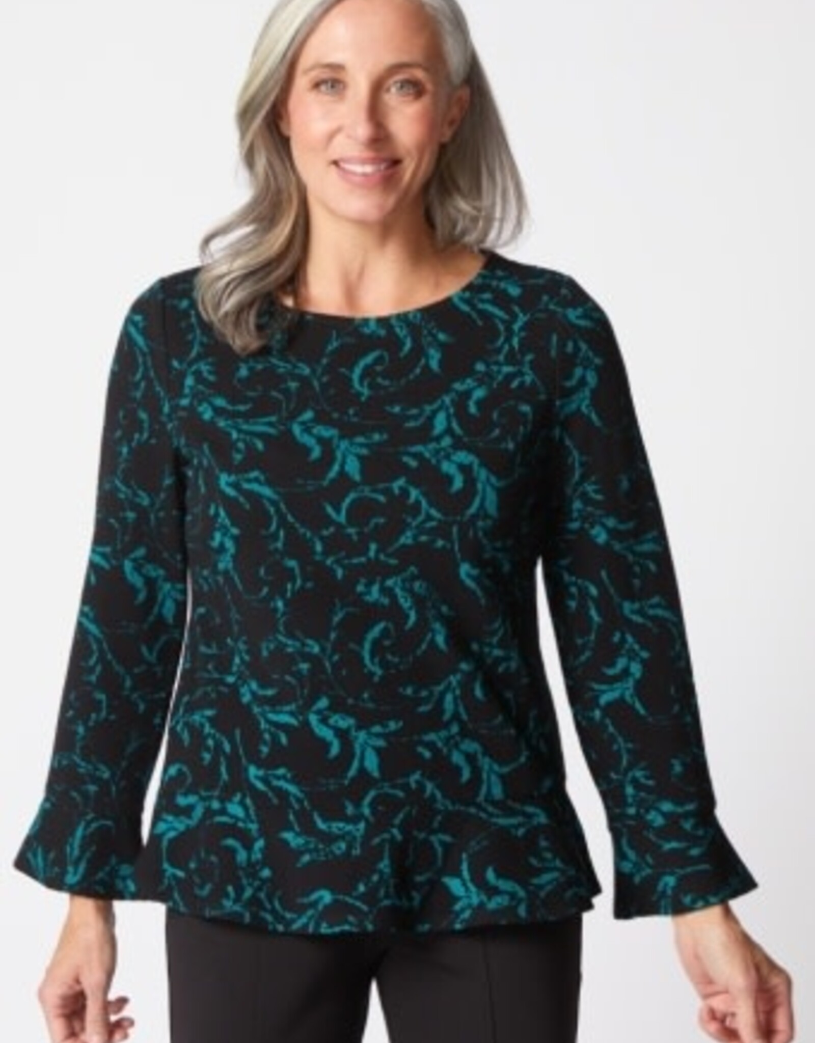 Habitat Clothes to Live In JACQUARD SCROLL PEPLUM PULLOVER F25H