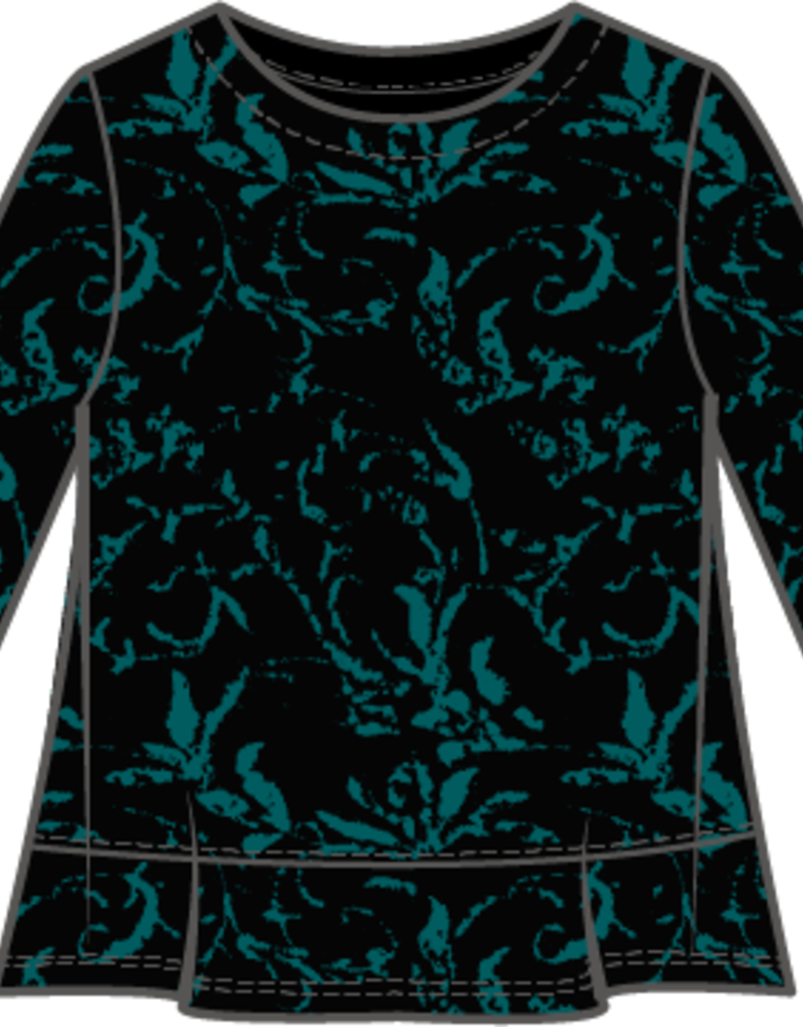 Habitat Clothes to Live In JACQUARD SCROLL PEPLUM PULLOVER F25H