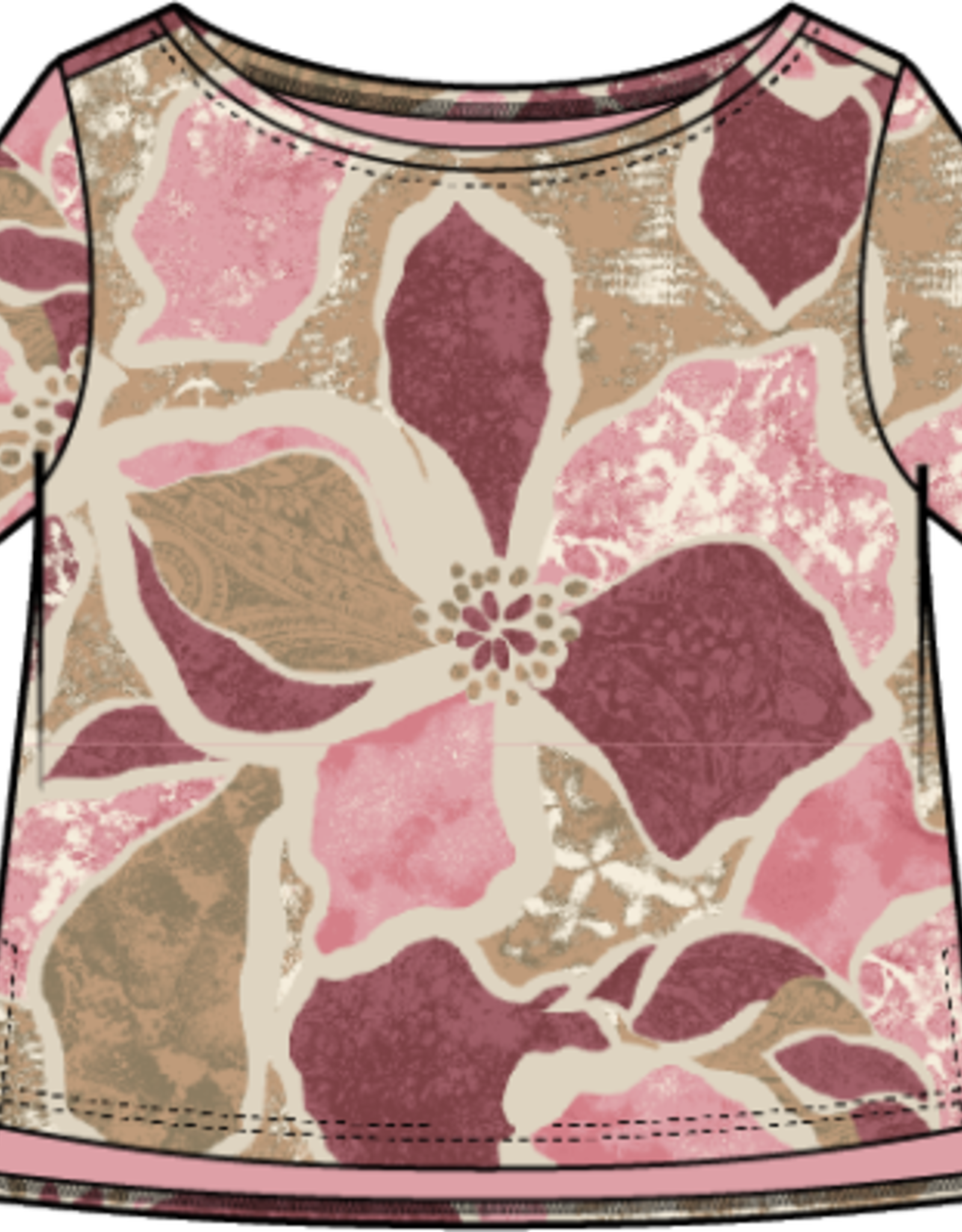 Habitat Clothes to Live In FLORAL COTTON SLUB STEPPED HEM BOXY TEE F25E