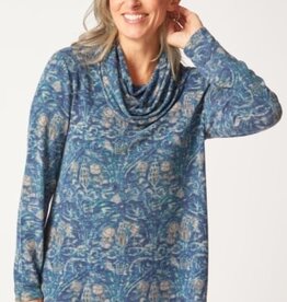 Habitat Clothes to Live In SUPER SOFT FLEECE PRNT COZY COWL TOP F25H