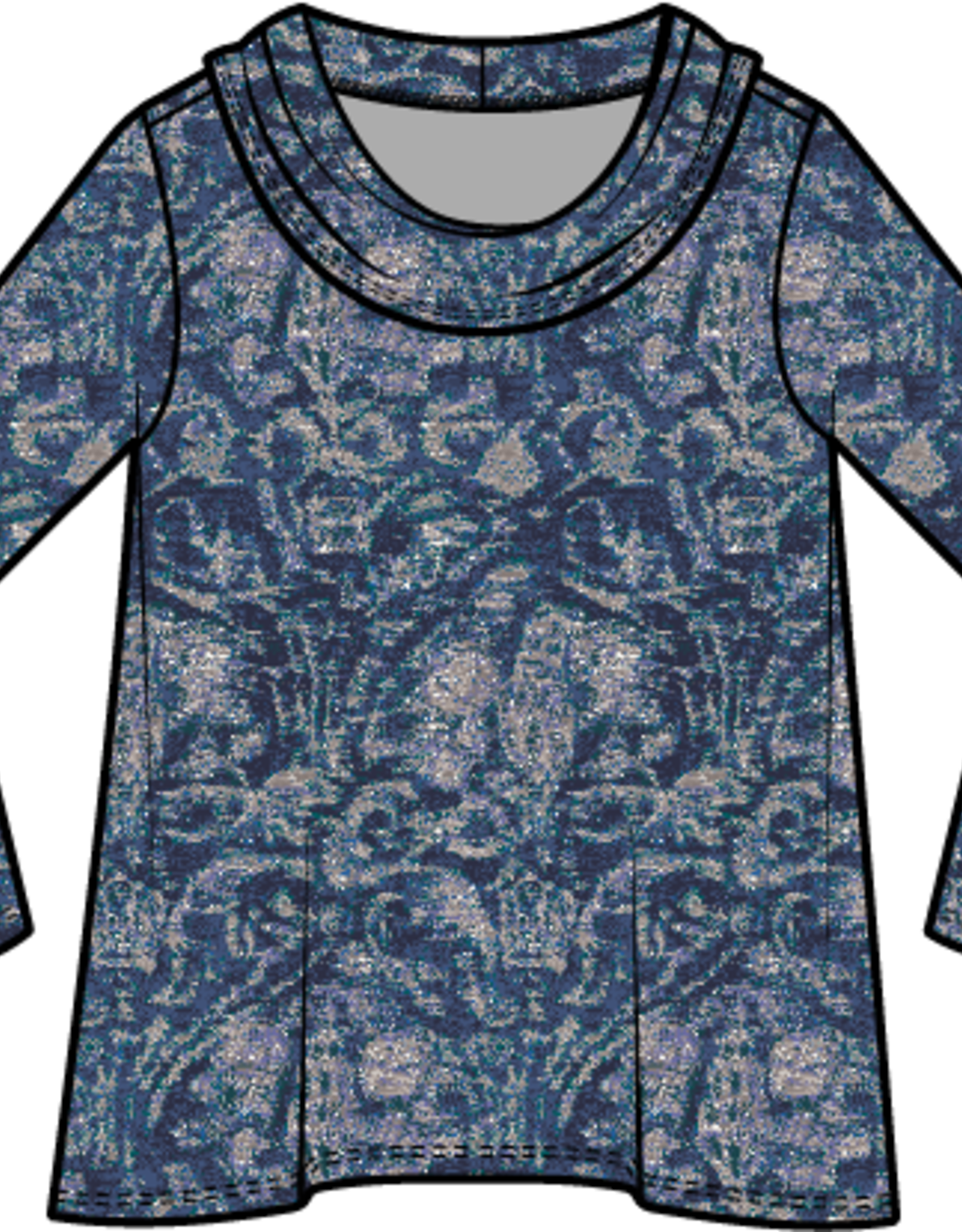 Habitat Clothes to Live In SUPER SOFT FLEECE PRNT COZY COWL TOP F25H