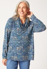 Habitat Clothes to Live In SUPER SOFT FLEECE PRNT COZY COWL TOP F25H