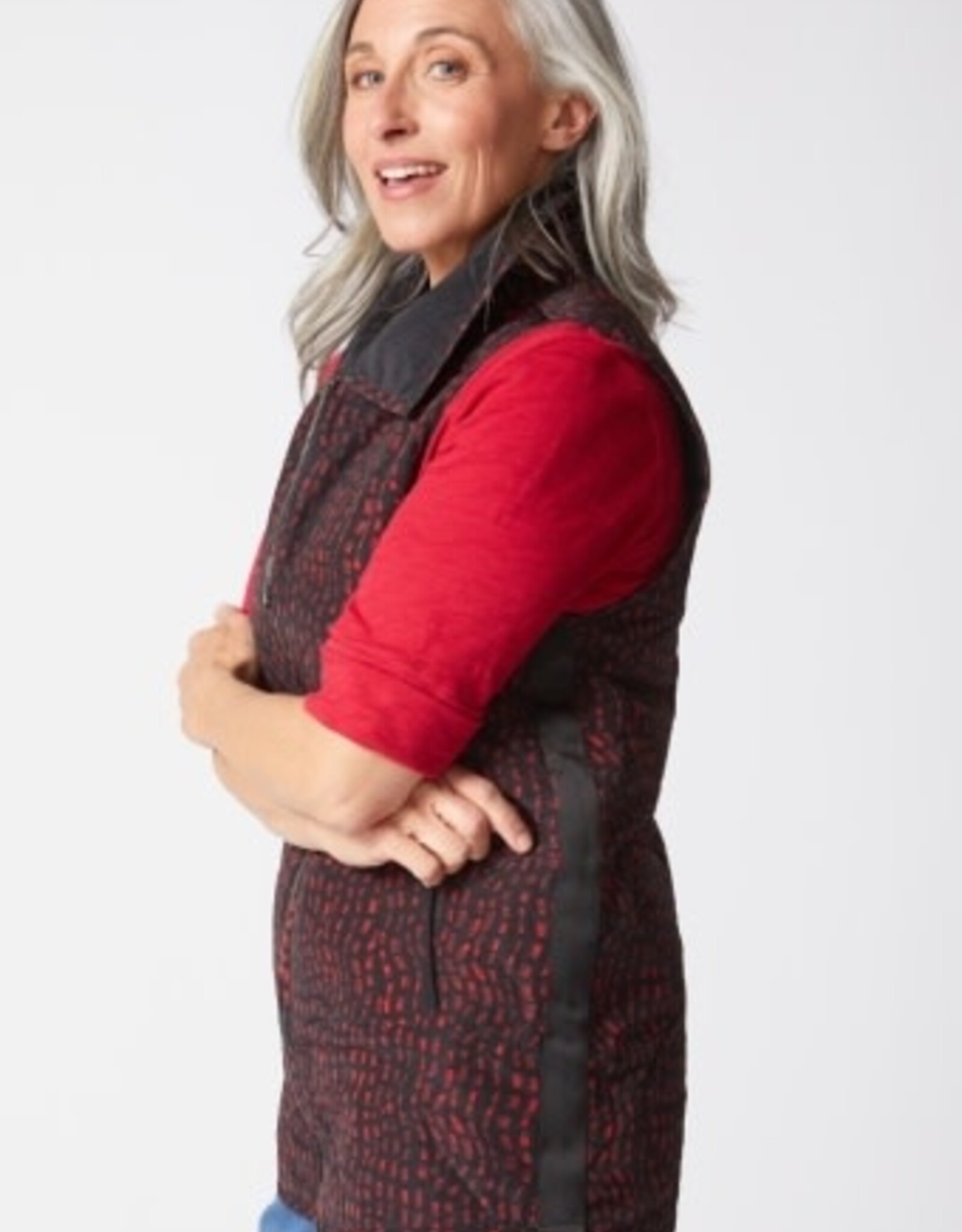 Habitat Clothes to Live In REVERSIBLE PRINTED QUILT PUFFER VEST F25H
