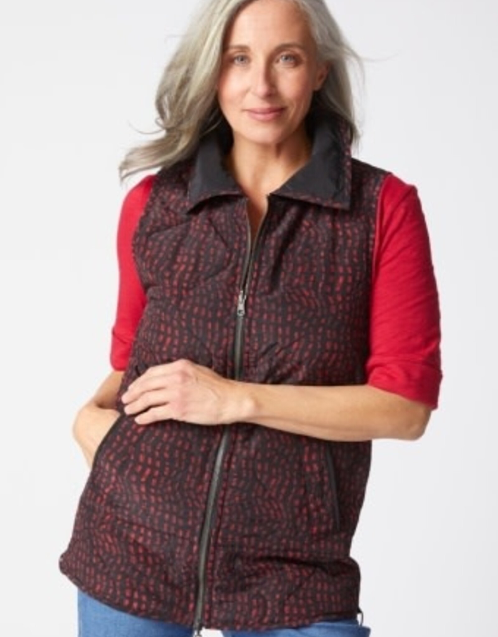 Habitat Clothes to Live In REVERSIBLE PRINTED QUILT PUFFER VEST F25H