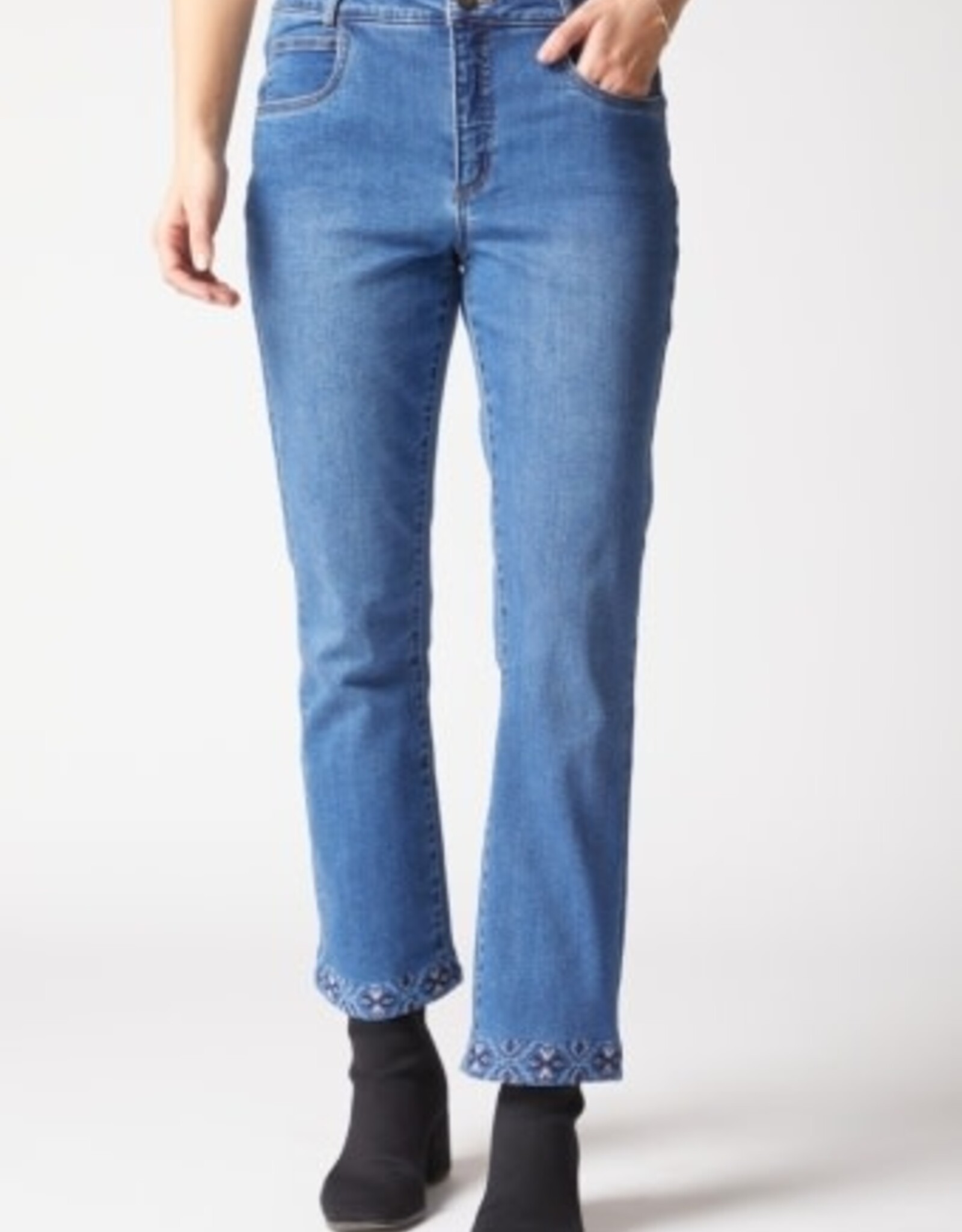 Habitat Clothes to Live In STRETCH DENIM SLIM ANKLE EMBOIDERED JEAN F25H