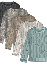 Tribal CREW NK LOOSE FIT CABLE SWTR-H CREAM