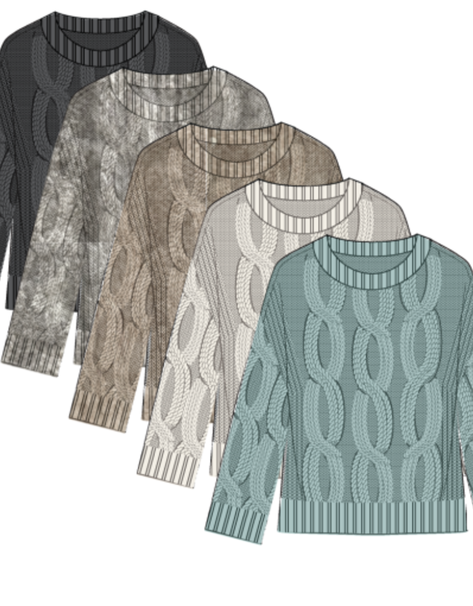 Tribal CREW NK LOOSE FIT CABLE SWTR-H CREAM