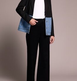 Tribal MIX MEDIA PIN STRIPE & DENIM BLAZER-BLACKOUT