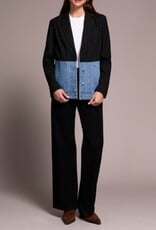 Tribal MIX MEDIA PIN STRIPE & DENIM BLAZER-BLACKOUT