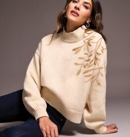 Tribal L/S MOCK NK SWEATER W/SEQUINS-H LATTE