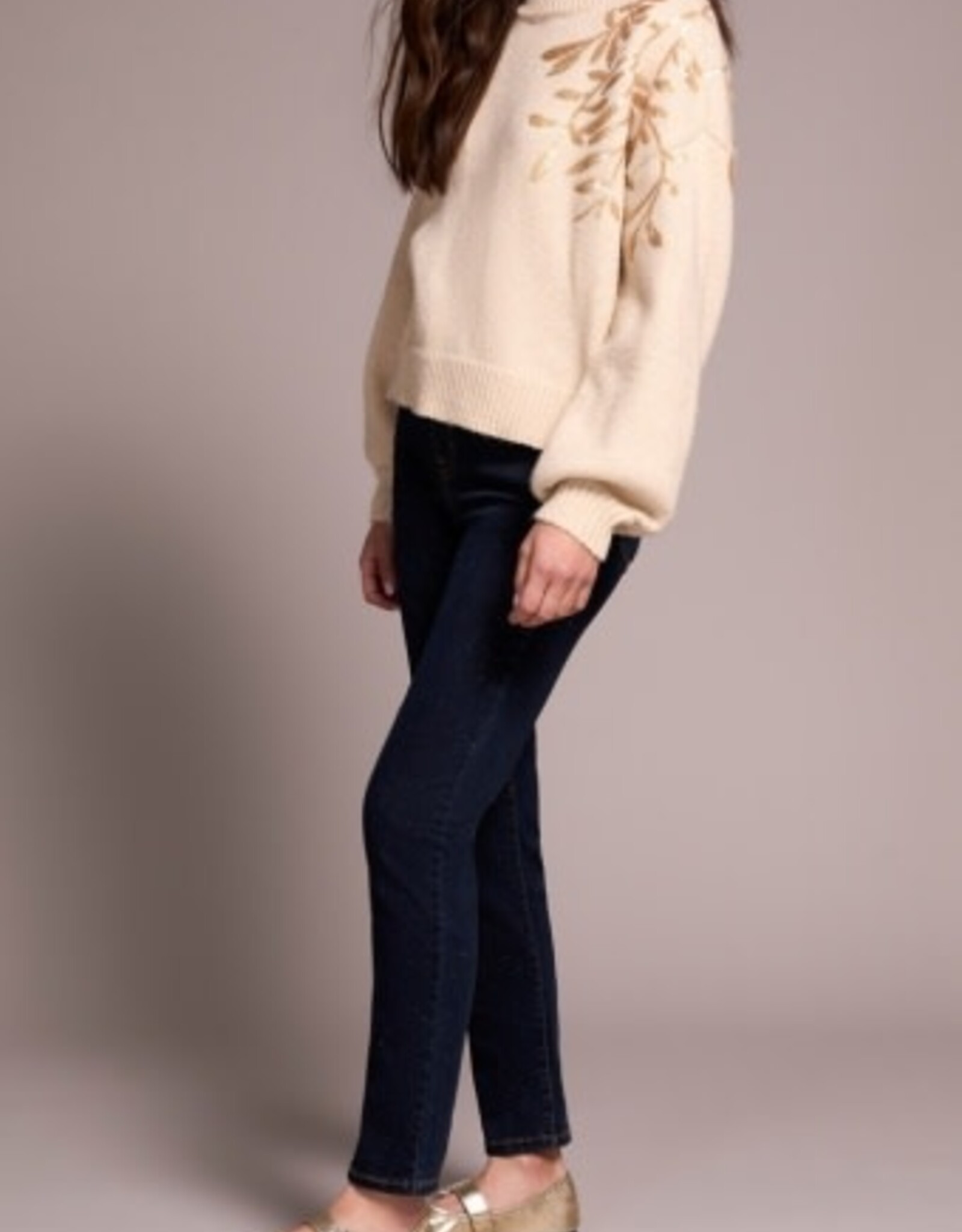 Tribal L/S MOCK NK SWEATER W/SEQUINS-H LATTE